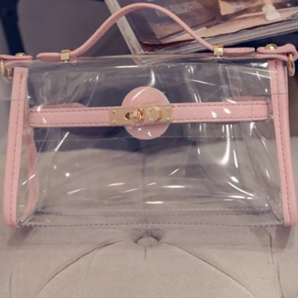 ✨CLEAR OR TRANSPARENT WITH PINK TRIM HANDBAG-NEW✨ - Picture 5 of 8
